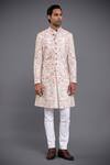 Buy_Raghavendra Rathore Jodhpur_Off White Silk Embroidery Thread Achkan _at_Aza_Fashions