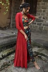 Shachi Sood_Grey Dupion Silk, Fine Chanderi Beads And Sequins Cape Embroidered Pant Set _Online_at_Aza_Fashions