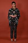 Shop_Rimi Nayak_Black Modal, Satin Square Neck Assorted Floral Print Kaftan Top _Online_at_Aza_Fashions