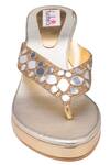 Shop_Fuchsia_Gold Dull Mirror-work Pair Of Peeptoes_at_Aza_Fashions