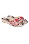 Buy_Fuchsia_Beige Embroidered Floral Juttis _at_Aza_Fashions