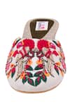 Shop_Fuchsia_Beige Embroidered Floral Wedges_at_Aza_Fashions
