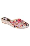 Fuchsia_Beige Embroidered Floral Wedges_Online_at_Aza_Fashions