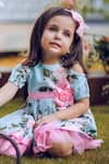Buy_Ribbon Candy_Blue Cold Shoulder Printed Dress For Girls_Online_at_Aza_Fashions