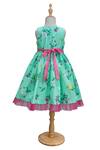 Shop_Ribbon Candy_Green Cotton Floral Print Dress _at_Aza_Fashions