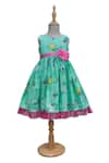 Ribbon Candy_Green Cotton Floral Print Dress _Online_at_Aza_Fashions