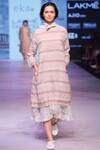 Shop_Eka_Grey Linen Round Printed Dress For Women_at_Aza_Fashions