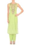 Buy_Preeti S Kapoor_Green Georgette Jumpsuit With Embroidered Kurta _at_Aza_Fashions