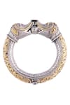 Shop_Sangeeta Boochra_Gold Plated Antique Silver And Elephant Cuff _at_Aza_Fashions