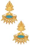 Buy_Sangeeta Boochra_Gold Plated Drop Earrings With Turquoise Stone _at_Aza_Fashions