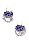 Buy_Sangeeta Boochra_Silver Plated Antique And Royal Blue Danglers _at_Aza_Fashions