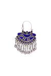 Sangeeta Boochra_Silver Plated Antique And Royal Blue Danglers _Online_at_Aza_Fashions