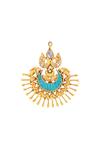 Sangeeta Boochra_Gold Plated Peacock Earrings With Turquoise Stone _Online_at_Aza_Fashions