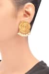 Shop_Sangeeta Boochra_Gold Plated Earrings With Pearls _at_Aza_Fashions