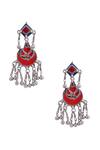Buy_Sangeeta Boochra_Silver Plated Antique Drop Earrings With Enamel Work _at_Aza_Fashions