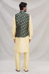 Shop_Arihant Rai Sinha_Gold Jacquard Banarasi Silk Bundi And Kurta Set_at_Aza_Fashions