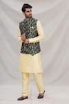 Buy_Arihant Rai Sinha_Gold Jacquard Banarasi Silk Bundi And Kurta Set_Online_at_Aza_Fashions