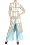 Buy_Soup By Sougat Paul_Blue Ivory Front Slit Kurta And Pastel Palazzo _at_Aza_Fashions