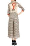 Shop_Soup By Sougat Paul_White Crepe Stripes Spread Collar Wrap Printed Jumpsuit _at_Aza_Fashions
