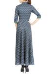 Shop_Soup by Sougat Paul_Blue Linen Satin Printed Maxi Dress_at_Aza_Fashions