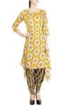 Soup by Sougat Paul_Yellow Mustard Printed Kurta And Olive Green Patiala For Women_Online_at_Aza_Fashions