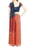 Shop_Soup by Sougat Paul_Blue Crepe Printed Geometric Round Neck Pant Saree With Jacket For Women_at_Aza_Fashions