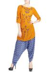 Buy_Soup by Sougat Paul_Blue Orange Printed Kurta And Cobalt Patiala  _at_Aza_Fashions