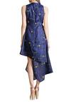 Shop_Sahil Kochhar_Blue Organza Round Embroidered Midi Dress  _at_Aza_Fashions