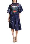 Buy_Sahil Kochhar_Blue Organza Applique Floral Layered Skirt  _at_Aza_Fashions