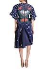 Shop_Sahil Kochhar_Blue Organza Applique Floral Layered Skirt  _at_Aza_Fashions
