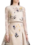 Sahil Kochhar_Beige Bateau Quilted Floral Top For Women_Online_at_Aza_Fashions