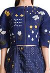 Sahil Kochhar_Blue Habutai Silk Embroidered Floral Boat Neck Quilted Top For Women_Online_at_Aza_Fashions
