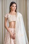 Sahil Kochhar_Pink Cotton Twill Floral Embroidered Lehenga Set_Online_at_Aza_Fashions