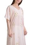 Sahil Kochhar_Pink Cotton Silk Embroidered Floral V Neck Tunic For Women_Online_at_Aza_Fashions