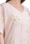 Buy_Sahil Kochhar_Pink Cotton Silk Embroidered Floral V Neck Tunic For Women_Online_at_Aza_Fashions