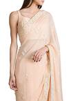 Sahil Kochhar_Peach Georgette Embroidered Floral Scoop Neck Saree With Blouse For Women_Online_at_Aza_Fashions