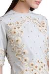 Sahil Kochhar_Blue Quilted Top With Cream Fitted Pants For Women_Online_at_Aza_Fashions