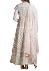 Shop_Sahil Kochhar_Grey Raw Silk Applique Floral Round Neck Anarkali Set _at_Aza_Fashions
