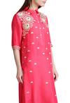 Sahil Kochhar_Coral Pink Floral Embroidered Kurta_Online_at_Aza_Fashions
