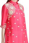 Buy_Sahil Kochhar_Coral Pink Floral Embroidered Kurta_Online_at_Aza_Fashions