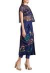 Buy_Sahil Kochhar_Blue Raw Silk Embroidered Floral Draped Skirt And Sheer Embellished Top For Women_at_Aza_Fashions