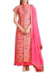 Buy_Sahil Kochhar_Pink Chanderi Embroidered Thread Work Mandarin Jacket And Anarkali Set  _at_Aza_Fashions