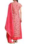 Shop_Sahil Kochhar_Pink Chanderi Embroidered Thread Work Mandarin Jacket And Anarkali Set  _at_Aza_Fashions