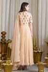 Shop_Sahil Kochhar_Beige Chanderi Embroidered Floral Round Neck Anarkali Set  _at_Aza_Fashions