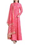 Buy_Sahil Kochhar_Pink Dupion Silk Embroidered Thread Work Anarkali Set For Women_at_Aza_Fashions