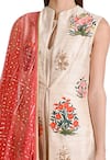 Buy_Sahil Kochhar_Beige Raw Silk Embroidered Floral Jacket And Kurta Set For Women_Online_at_Aza_Fashions