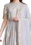 Buy_Sahil Kochhar_Grey Chanderi Embroidered Floral Round Neck Anarkali Set For Women_Online_at_Aza_Fashions