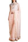 Buy_Sahil Kochhar_Peach Net Embellished Kirandori Saree For Women_at_Aza_Fashions