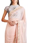 Sahil Kochhar_Peach Net Embellished Kirandori Saree For Women_Online_at_Aza_Fashions