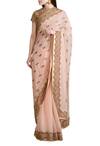 Buy_Sahil Kochhar_Peach Georgette Embroidered Crew Neck Saree With Blouse For Women_at_Aza_Fashions